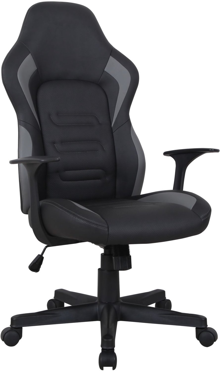 Furnitex CX-1334M - Bureaustoel - Zwart met grijze accenten - Kunstleren bekleding - Kantelmechanisme