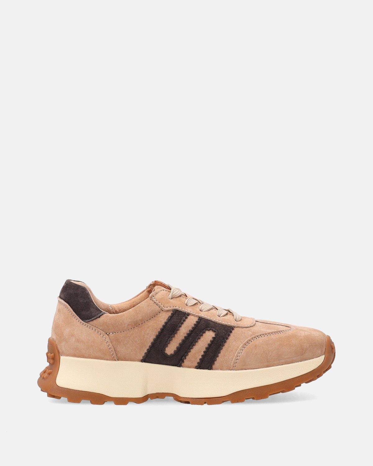 Dames Sneakers - Suède - Beige - Bruine Accenten