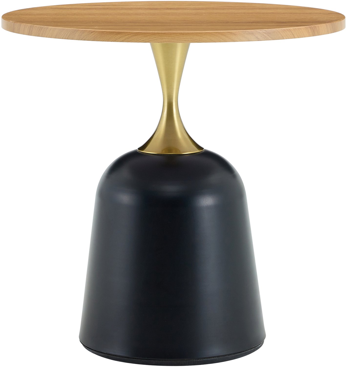 SONNENH Ronde bijzettafel - Eikenhoutlook met goudkleurige metalen steun en zwarte voet - Ø 60 x 58 cm Lichte eikenhoutlook met goudkleurig metaal en zwarte voet