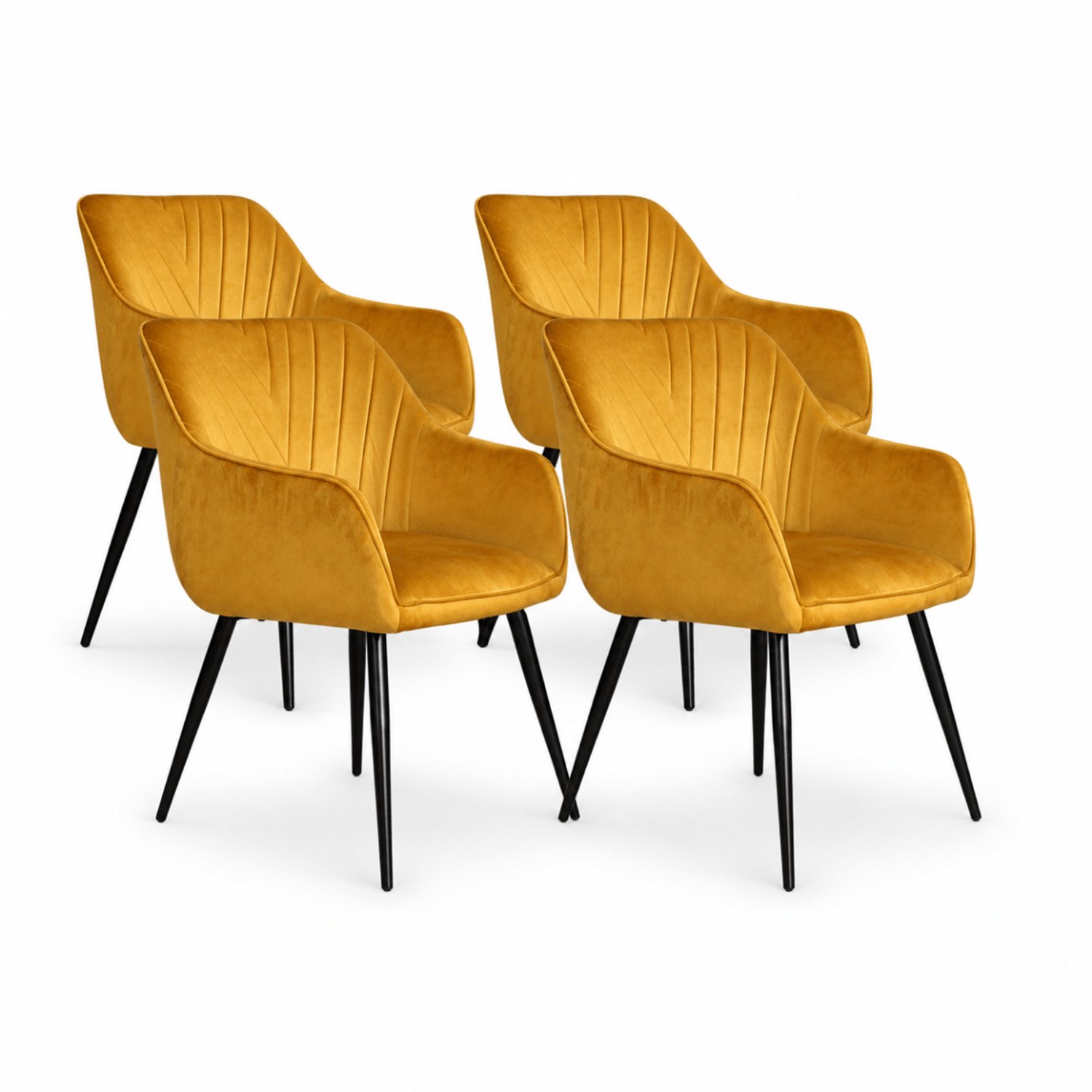 DS4U Gaby eetkamerstoel - Set van 4 - Goud - Velvet - Met armleuning