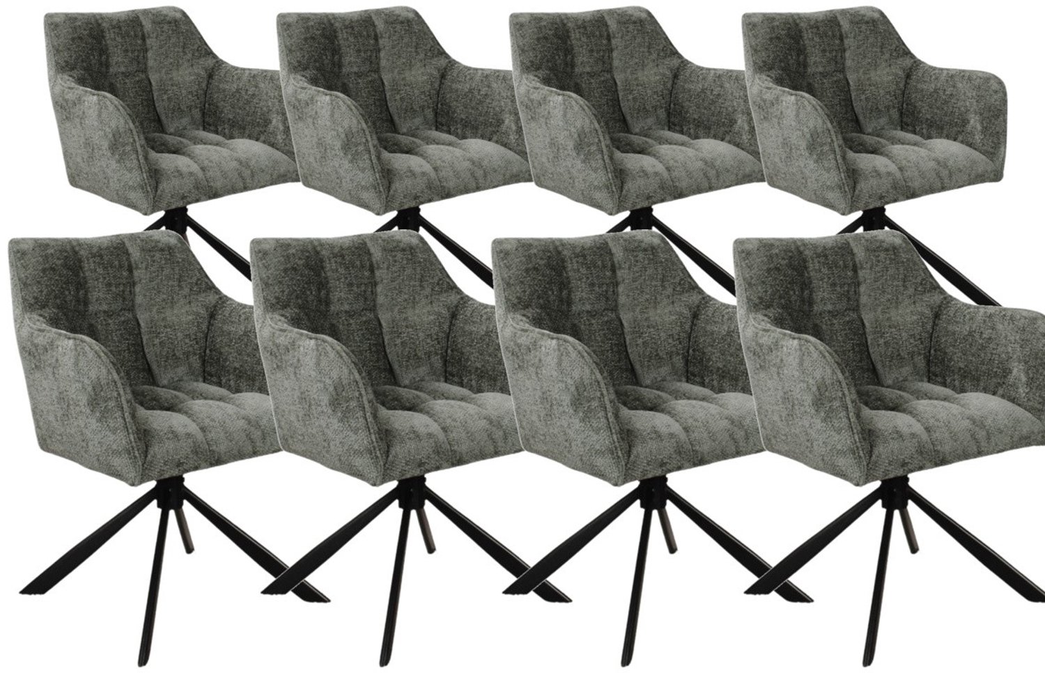 DS4U - - Puck armstoel met terugdraaifunctie - Set van 8 - Groen - Stof