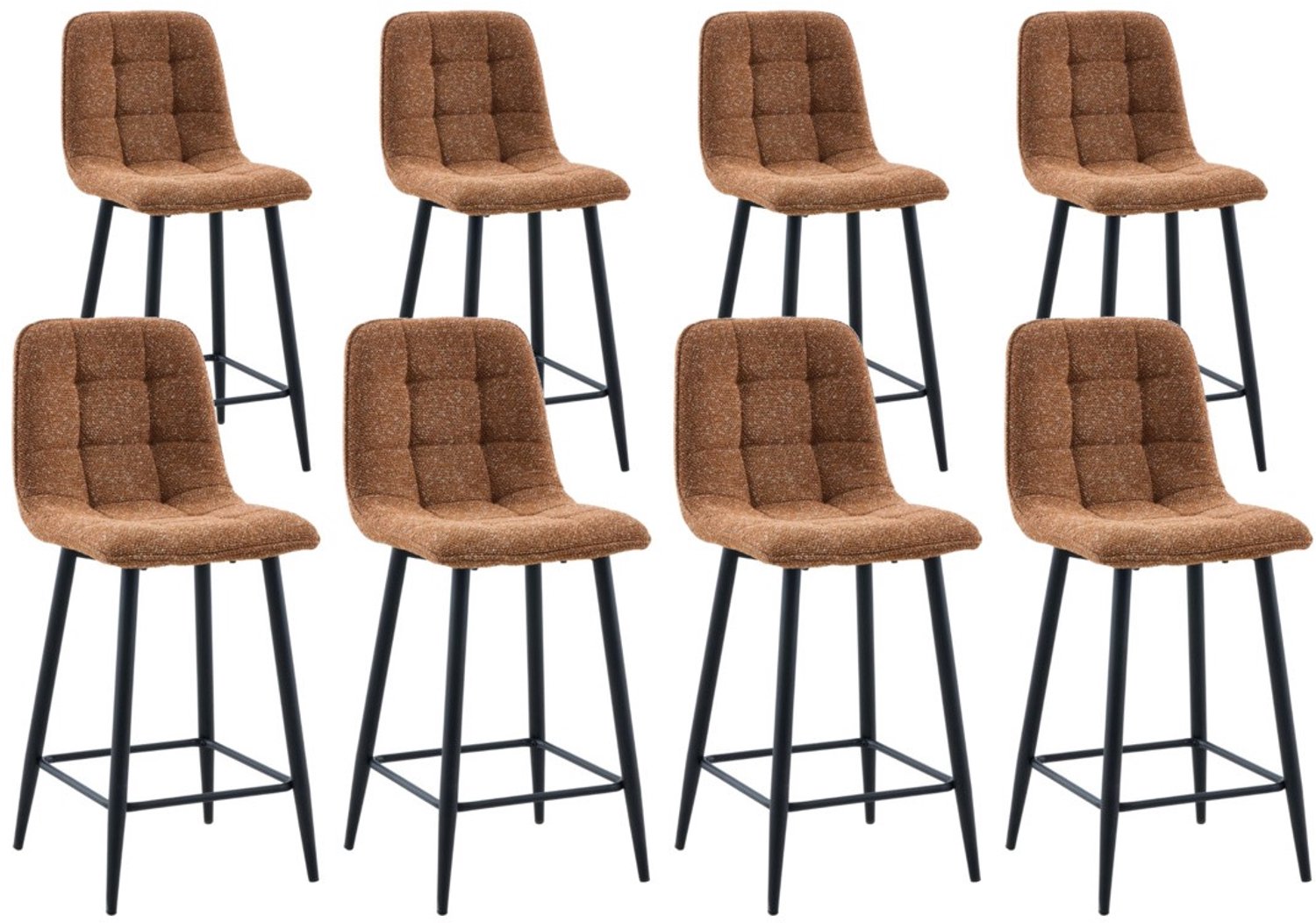 DS4U - - Hugo barkruk 65 cm - Set van 8 - Roestbruin - Stof