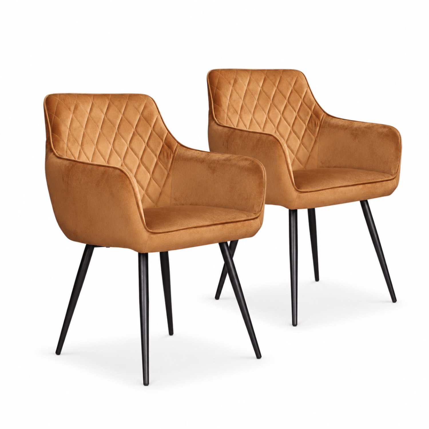 DS4U - - Ravi eetkamerstoel - Set van 2 - Goud - Velvet - Met armleuning