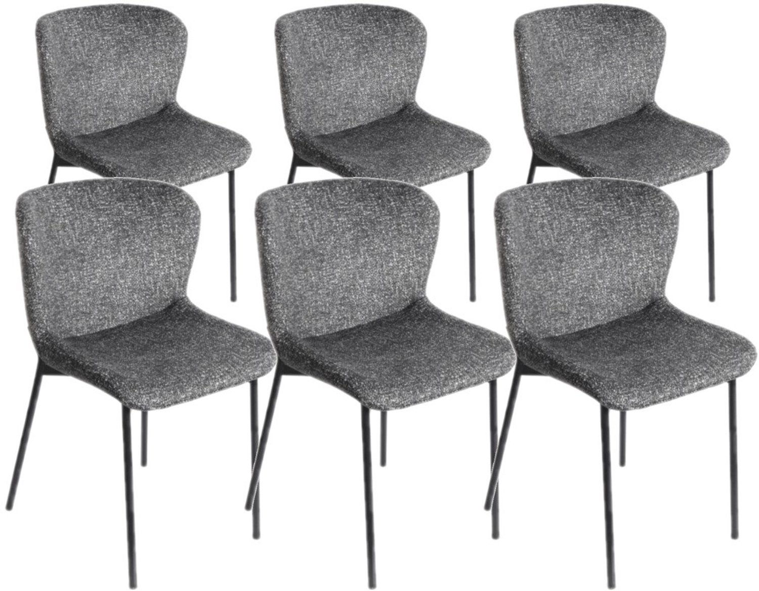 DS4U - - Vera eetkamerstoel - Set van 6 - Donkergrijs - Stof