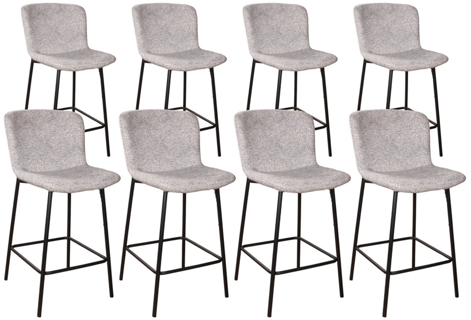 DS4U - - Vera barkruk 65 cm - Set van 8 - Grijs - Stof