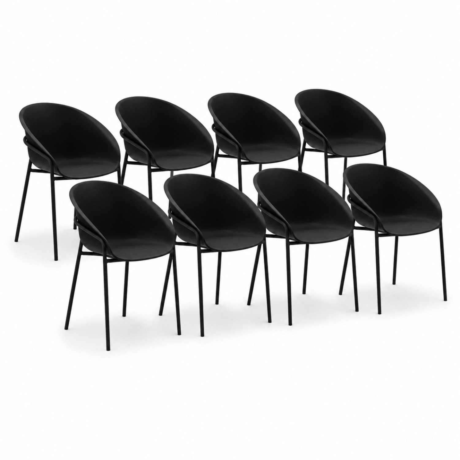 DS4U - - Ella stoel - Set van 8 - Zwart - Kunststof - Weerbestendig
