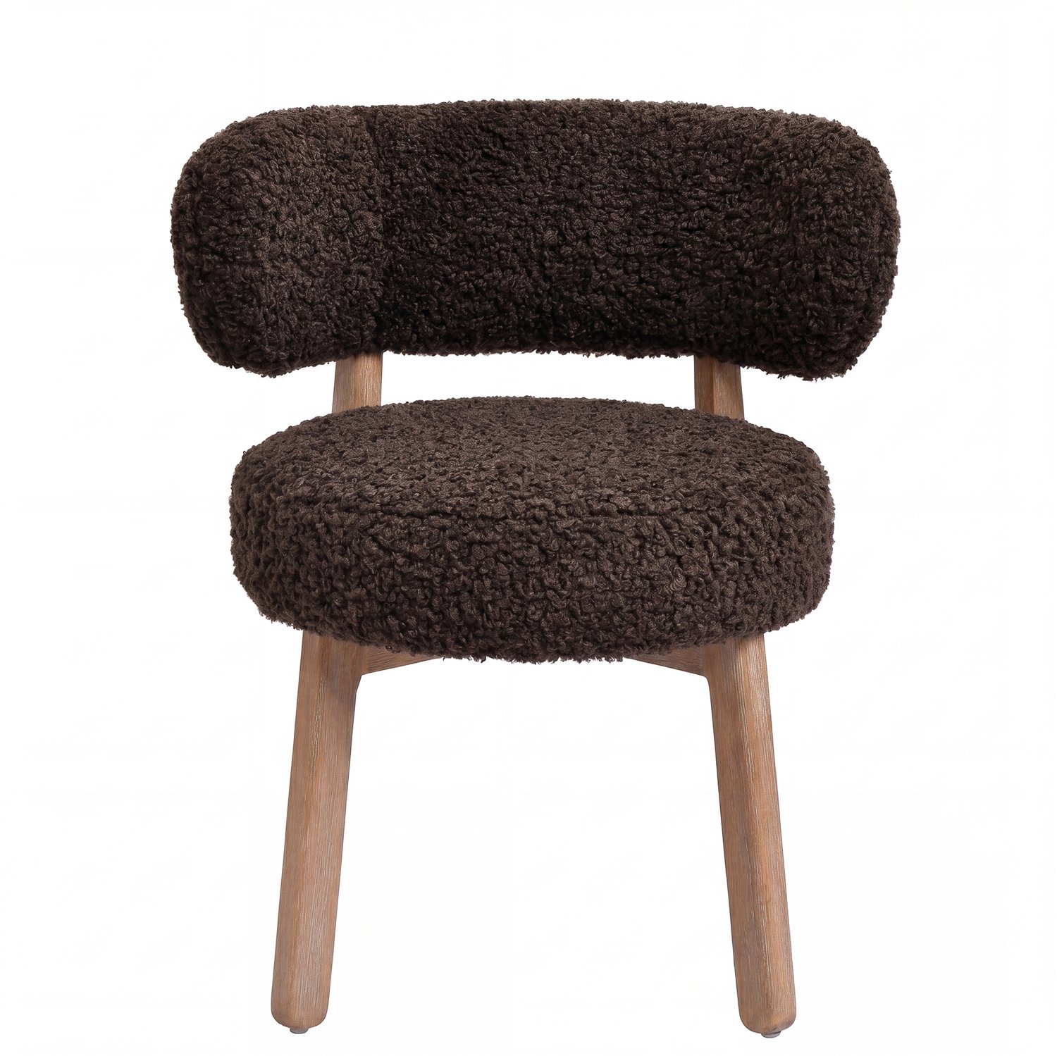 PTMD Lior Brown Dining Chair Teddy Rubber Wood - set van 2 Bruin