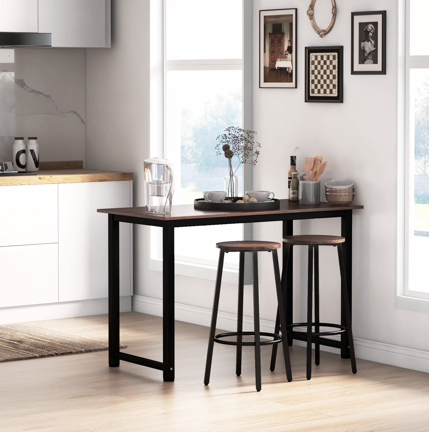 CHICFURN Barkrukset - Voetsteun - Metalen frame - Bruin