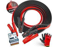 MASKO® Startkabels Auto 6 Meter 3000A voor benzine, diesel en hybride Motoren | Starthulp Jumpstarter Geschikt voor Auto, Vrachtwagen, Bus en Boot| inclusief handschoenen en opbergtas - Zwart / Rood
