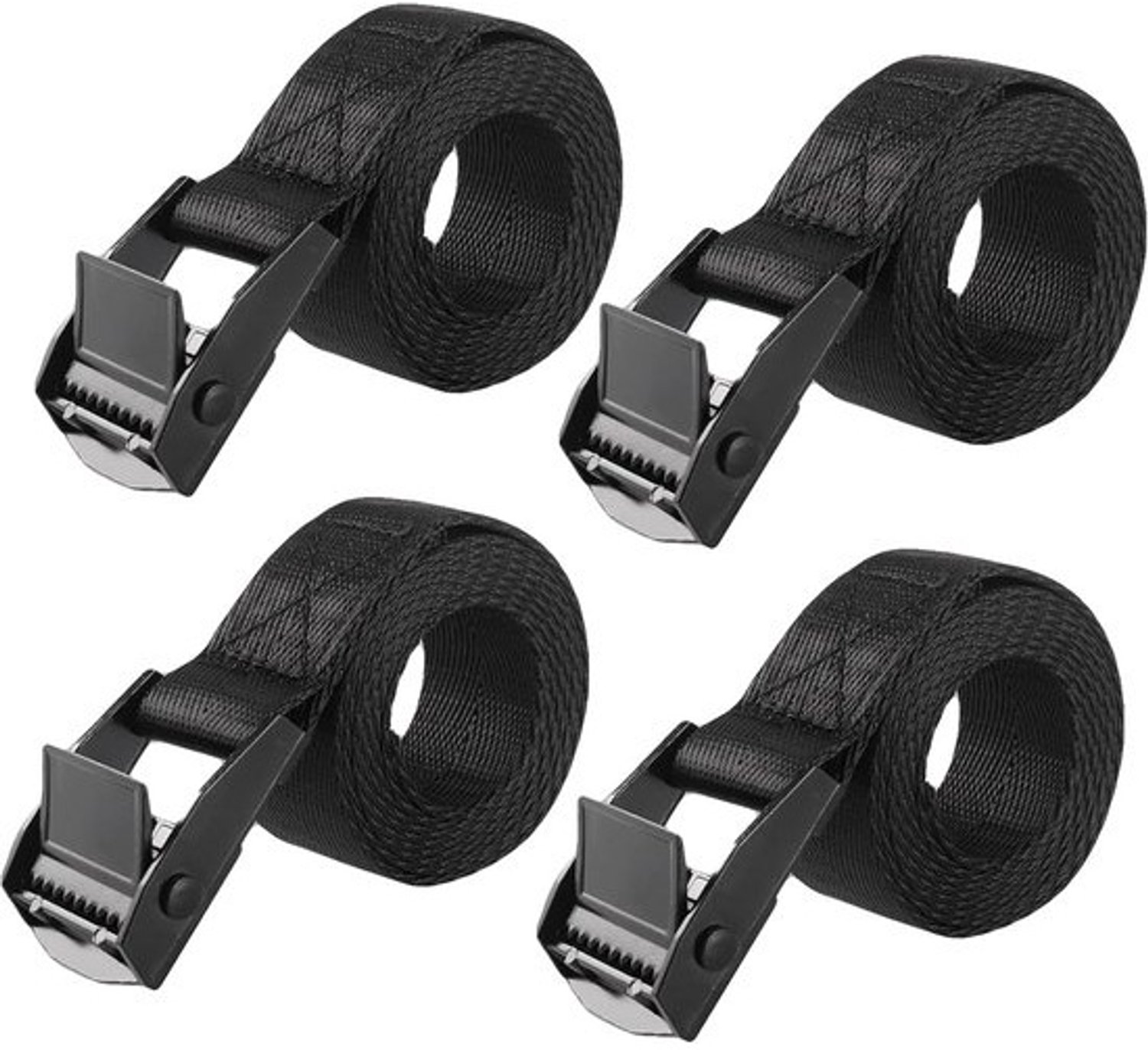 Spanbanden met spanratel - Bevestigingsriemen - Bagage stevig bevestigen - Makkelijk te sluiten - 4 stuks 100cm - Zwart