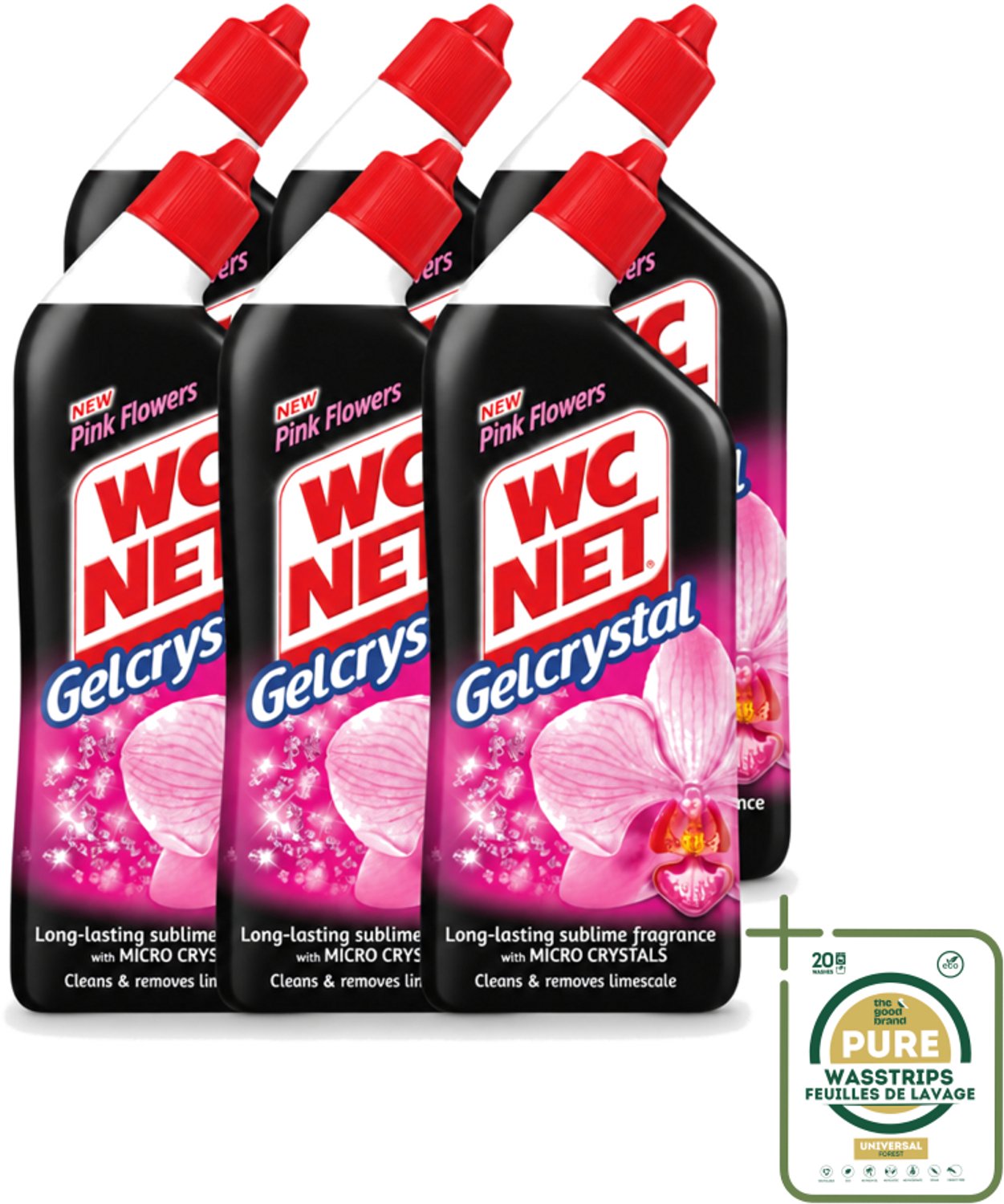 6 x WC Net - Toilet Reiniger - Gel - Frisse Bloemen - 750 ml - Wasstrips - WC Reiniger - Toilet Reiniger - Toilet Reinigen - Toilet Reiniger Gel - Bloemengeur Toilet