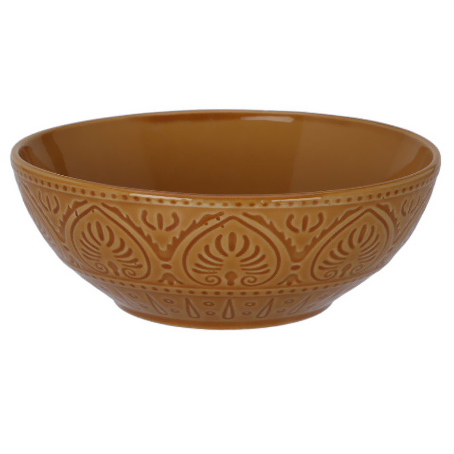 EH Excellent Houseware - Keramische kom met een gegraveerd patroon, 1060 ml
