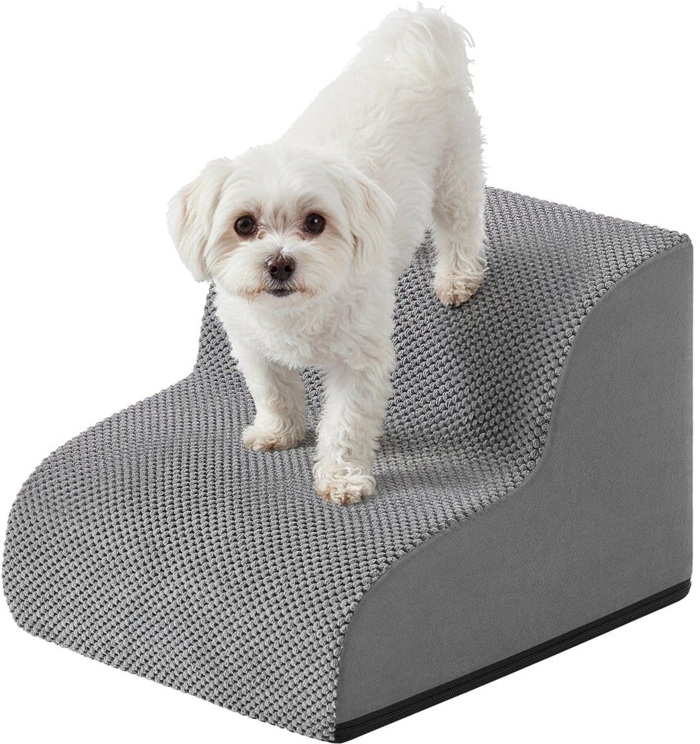 Klarven® Hondentrap Leisteengrijs - Hondentrapje voor Kleine Honden - Hondentrapje voor Honden - Afneembare Wasbare Hoes - Antislip Dubbelzijdig