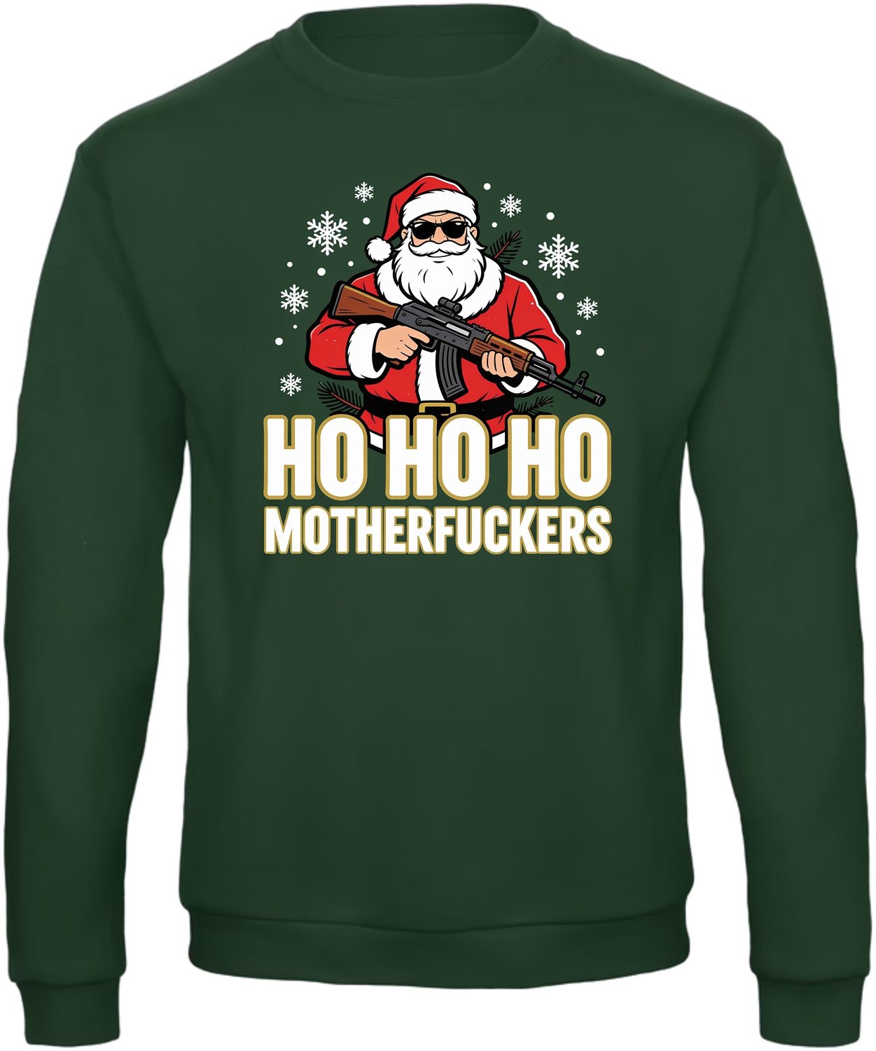 Ho Ho Ho Kersttrui - Dames Heren - Stoere Kerstman - Unisex - Kerst Cadeau - Grappig - Foute Kersttrui - Donkergroen - Maat S