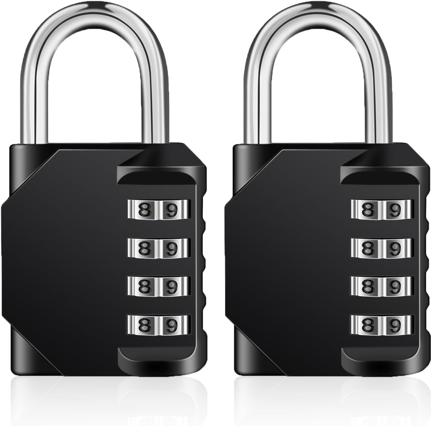 Hangslot 4-cijferig - metaal - weerbestendig - ideaal voor fitnessruimte en kluisje (2 stuks) - Vemera