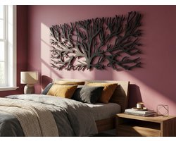 VAILLA Houten 3D-wanddecoratie Levensboom voor woonkamer en slaapkamer – 160 x 90 cm