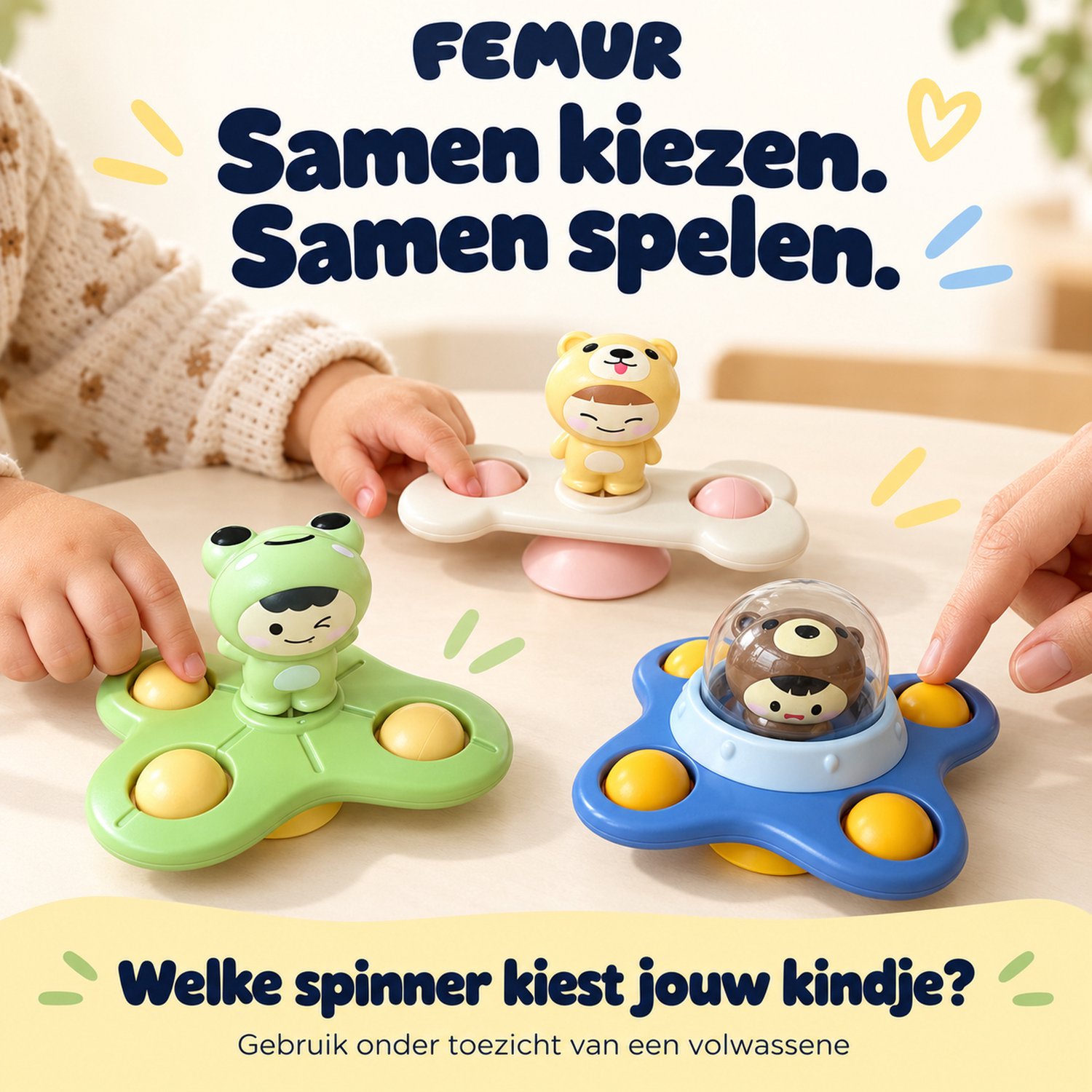 Femur® - Spinner - Fidget - Badspeelgoed - Spinners - Baby Spinner - 3 stuks - UFO - Speelgoed - Poppetjes - Fun - Rage - Zuignap - Sensorisch Speelgoed - Kinderen - Kerst — afbeelding 11