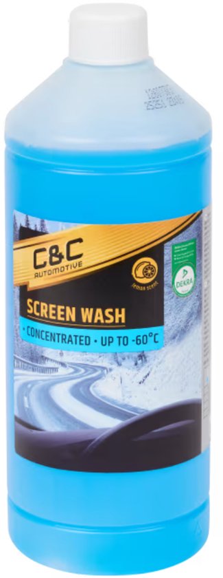 Fles C&C Automotive geconcentreerde ruitensproeiervloeistof voor winterse omstandigheden tot -60°C met citroengeur.