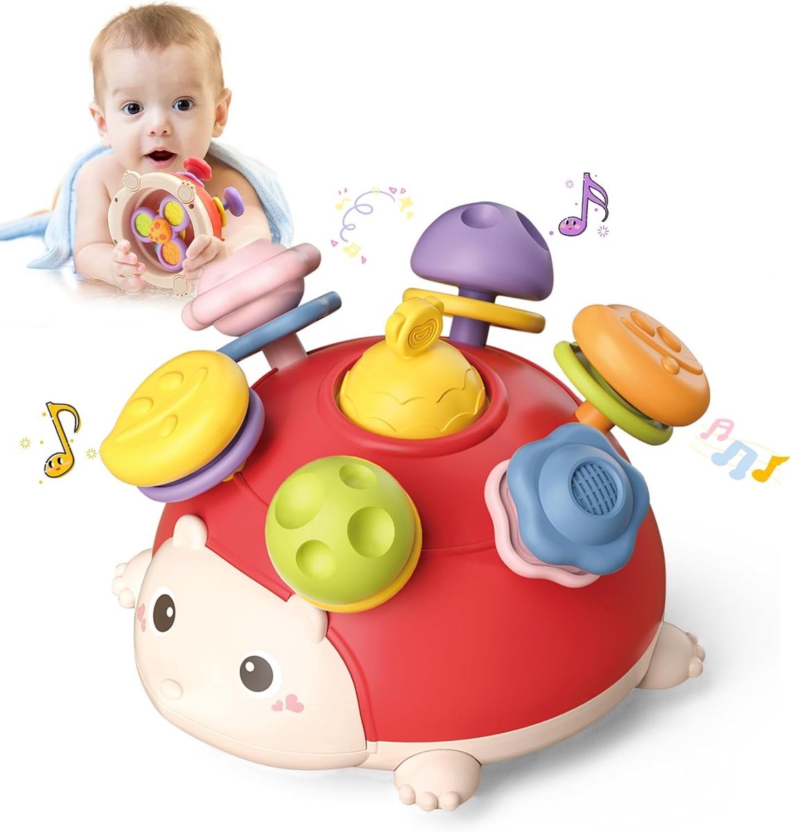 casalora - Baby speelgoed - Sensorisch Speelgoed - Sensueel rammelaar speelgoed voor baby's - Sensorisch Silicone - Montessori Speelgoed - Babyshower Cadeau - Spelen en ontdekken - Rood