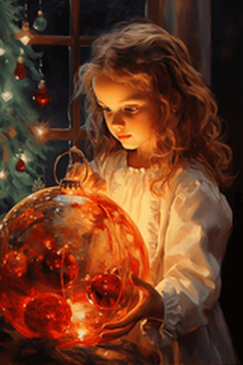 Kerstposter - Kerstbal - Kerstdroom - Kerstmeisje - posters - formaat 70x100cm - Wanddecoratie - L981CW