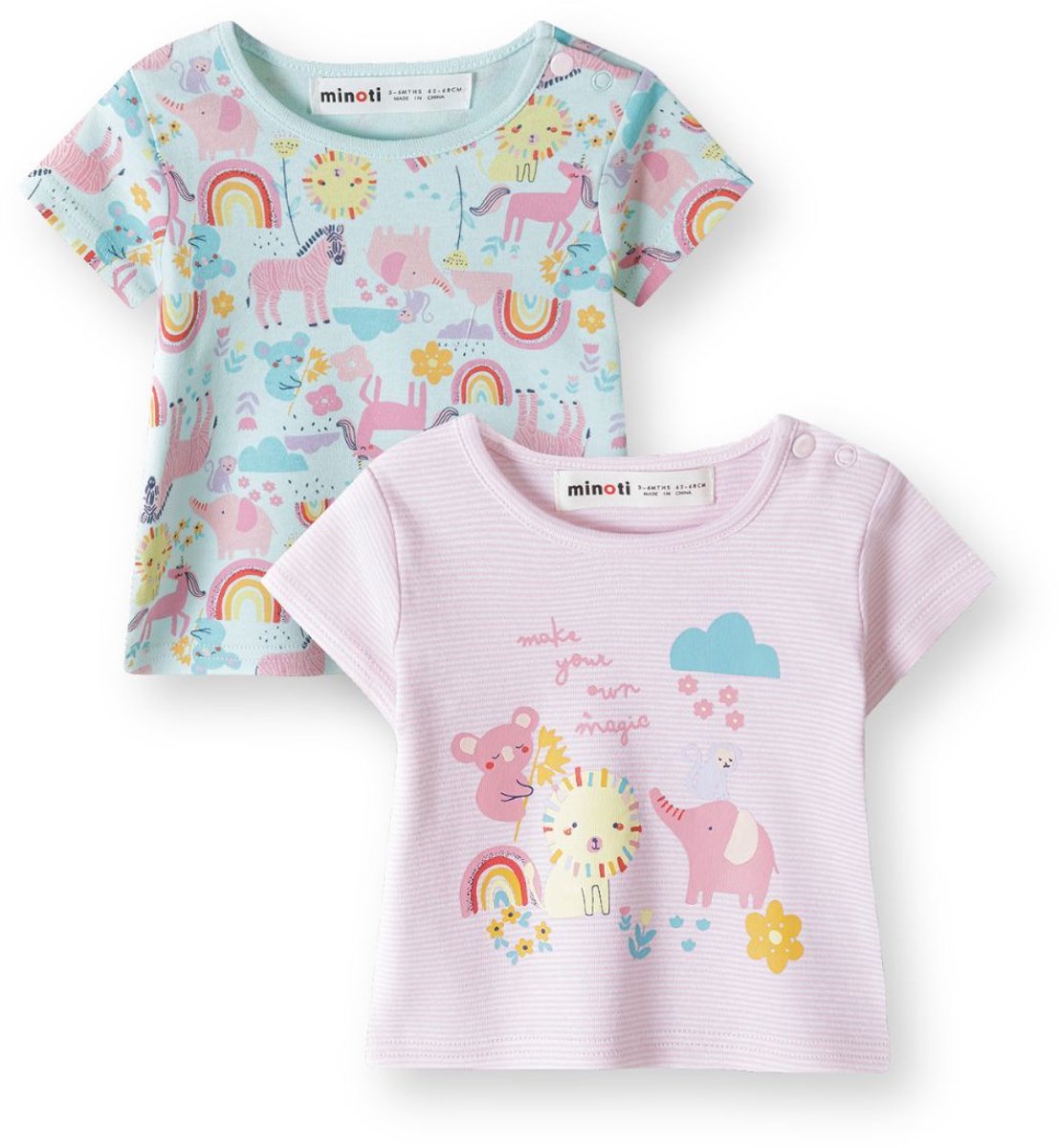 Minoti t-shirt meisjes 100% katoen met eenhoorn print - korte mouw