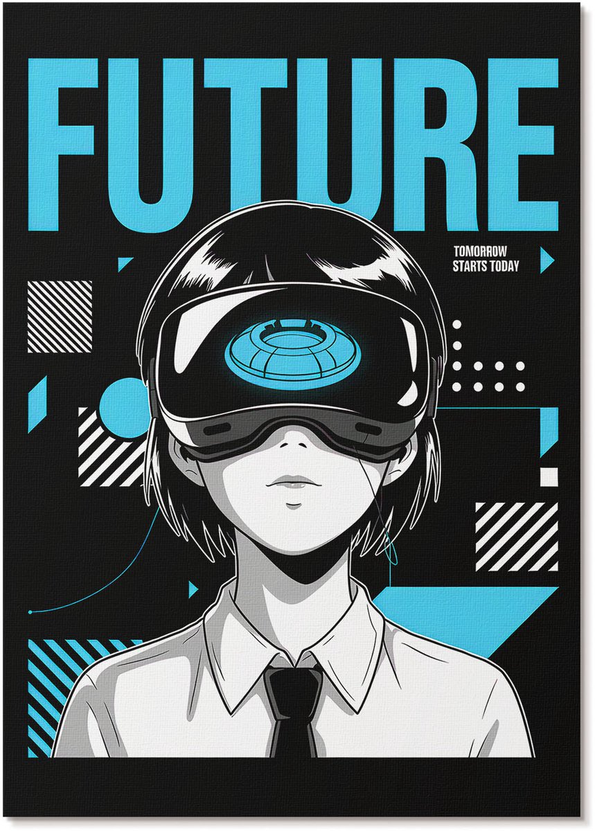 Tulup Polycanvas Poster - Futuristische Graphics, Illustratie - A4 - Zwart Wandposter - Rechthoek - Kunstposter - Woonkamer, Slaapkamer, Kantoor - Anime/manga