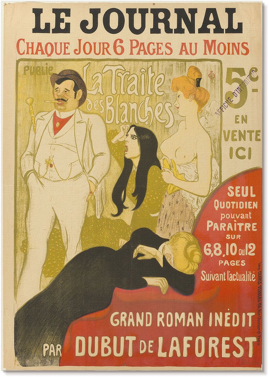 Tulup Polycanvas Wandposter - La Traite Des Blanches, Poster - A4 - Beige Wandposter - Rechthoek - Interieurdecoratie - Woonkamer, Slaapkamer, Kantoor - Vintage