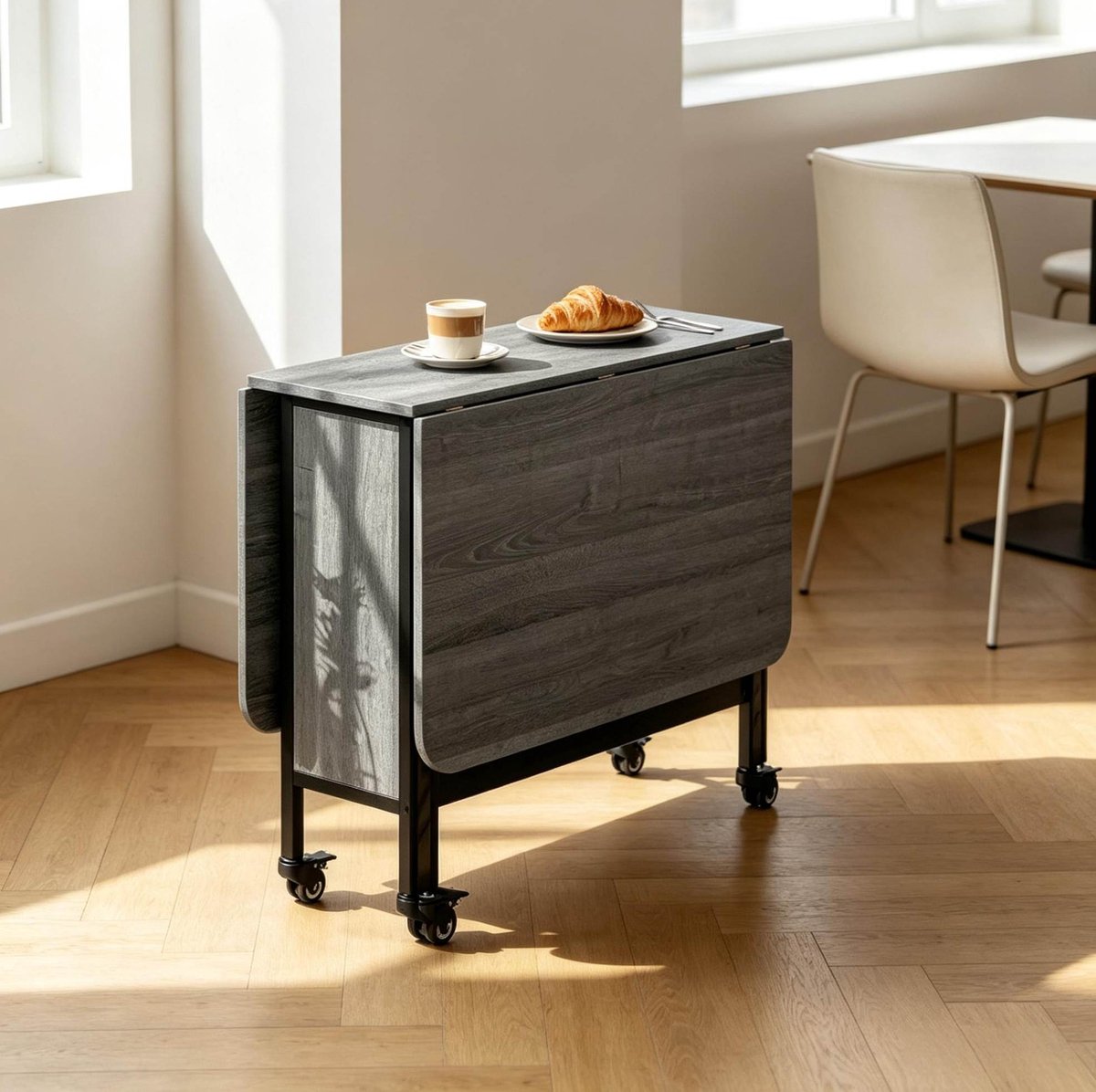 MODENUIT Eettafel - Opklapbaar En Uitschuifbaar - Keuken En Eetkamer - Spaanplaat - Grijs - 130x80x74 Cm
