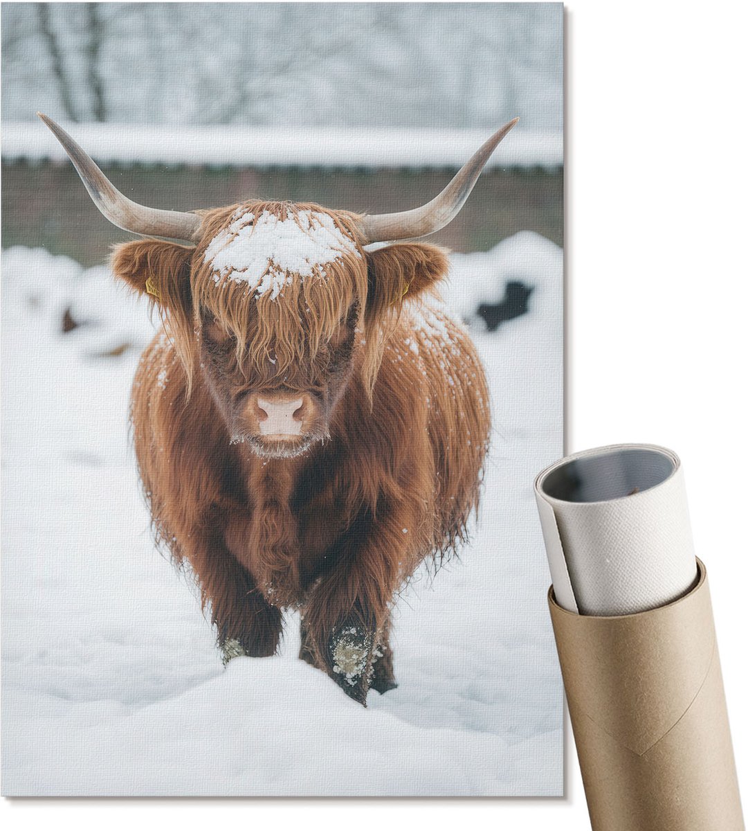 Coloray Polycanvas Wandposter - Winterdier, Fotografie - A4 - Bruin Illustratie - Rechthoek - Interieurdecoratie - Woonkamer, Slaapkamer, Kantoor - Rustiek