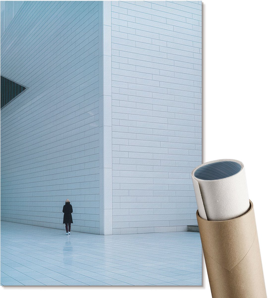 Coloray Polycanvas Wandposter - Modern Minimalisme, Fotografie - A4 - Wit Patroon - Rechthoek - Wandkunstwerk - Woonkamer, Slaapkamer, Kantoor - Modern