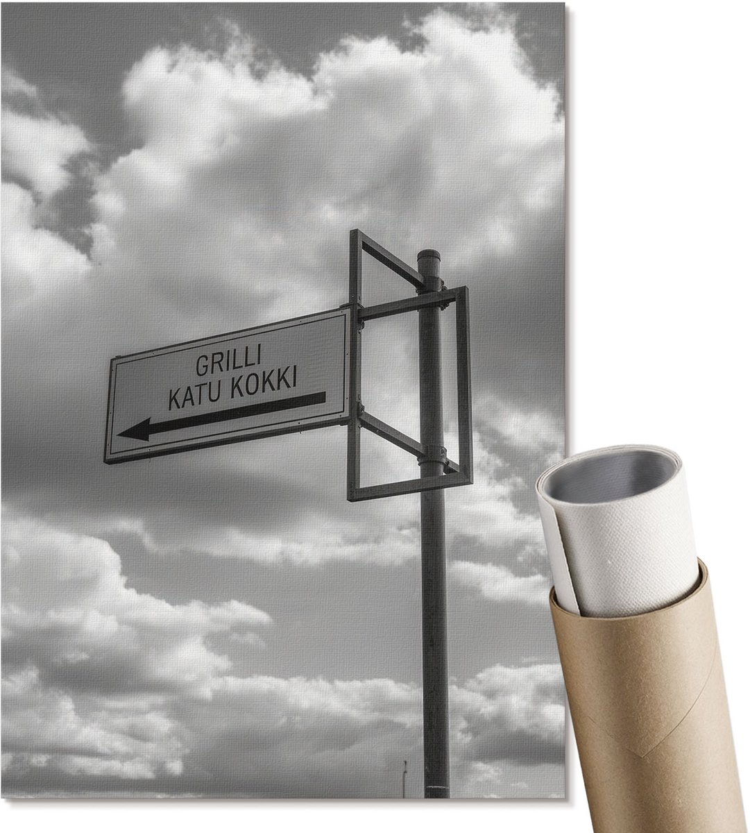 Coloray Polycanvas Wandposter - Minimalisme Van De Weg, Fotografie - A4 - Zwart-wit Motief - Rechthoek - Wandkunstwerk - Woonkamer, Slaapkamer, Kantoor - Minimalist