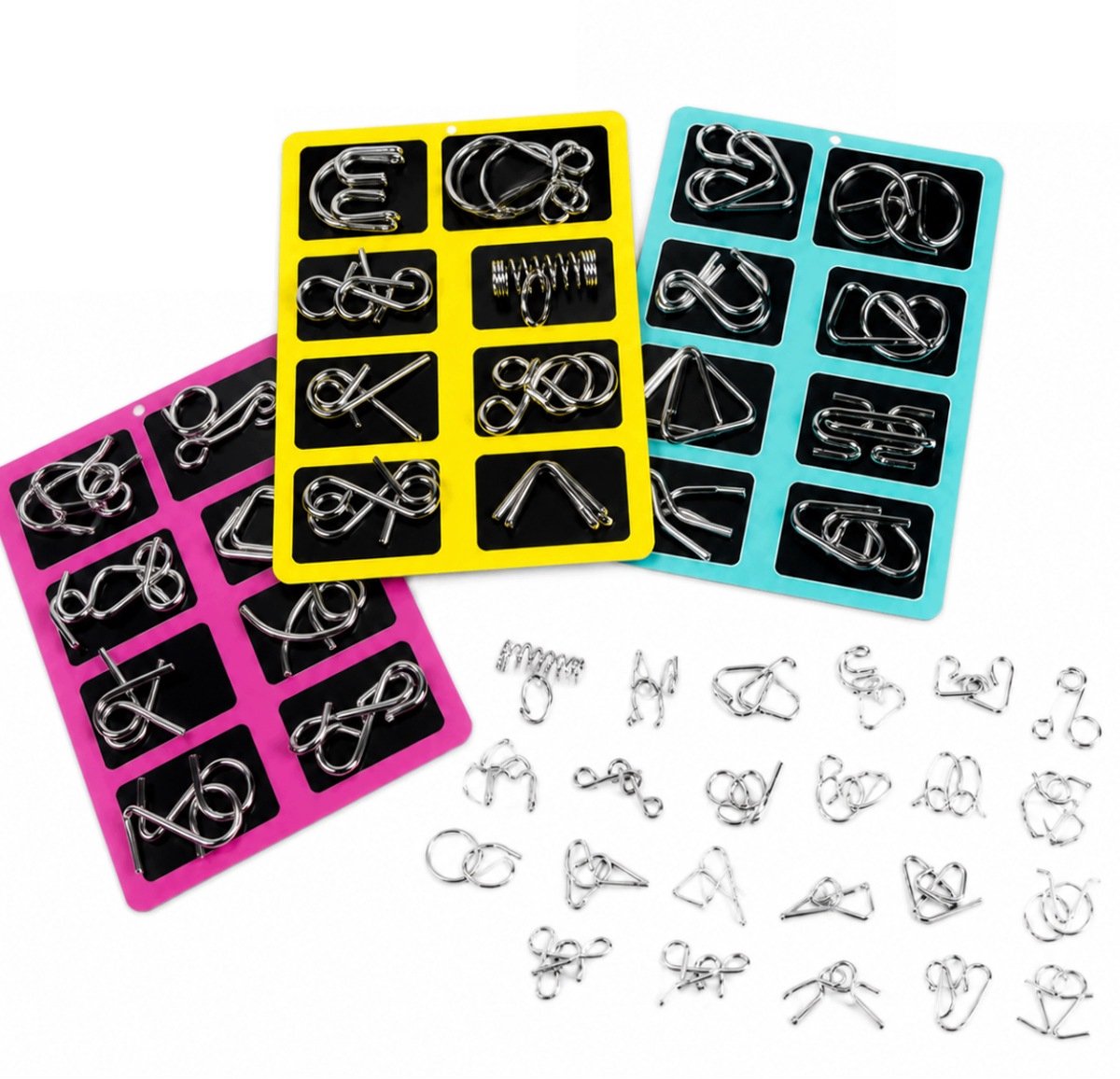 24 Metalen Puzzels Set - Traditionele Logica Spelletjes voor Kinderen en Volwassenen