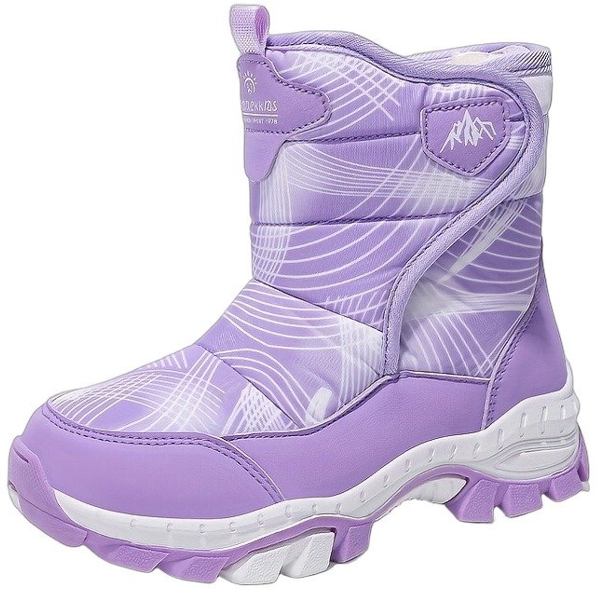 Currero Snowboots Jongens Sneeuwlaarzen Kinderen Winterlaarzen Jongens Gevoerde Winterschoenen Waterdicht Antislip Zool Warm Gevoerd Kinderlaarzen Paars
