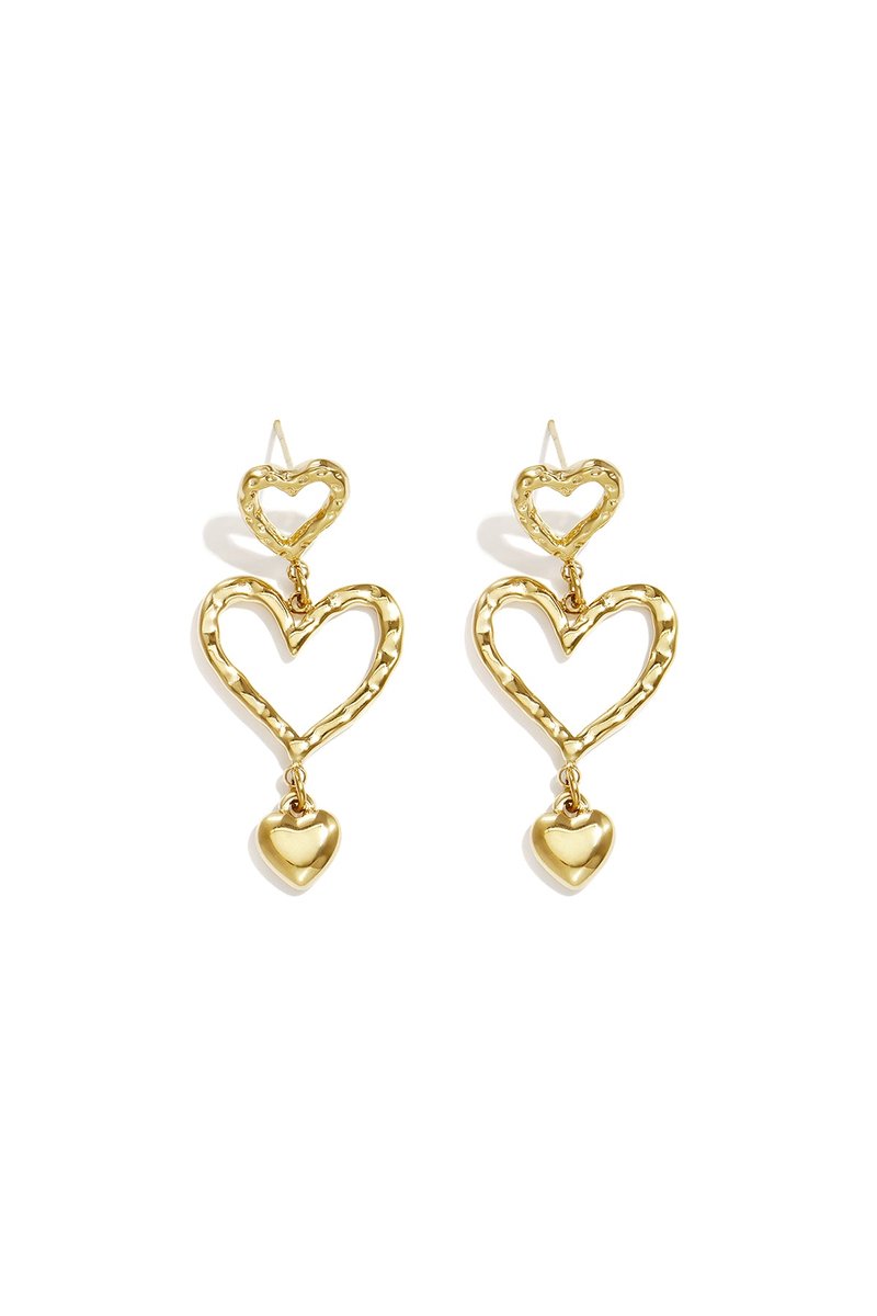 Oorbellen van roestvrij staal met hartjesmotief, casual en eenvoudig voor dagelijks gebruik, dames sieraden - Goudkleur