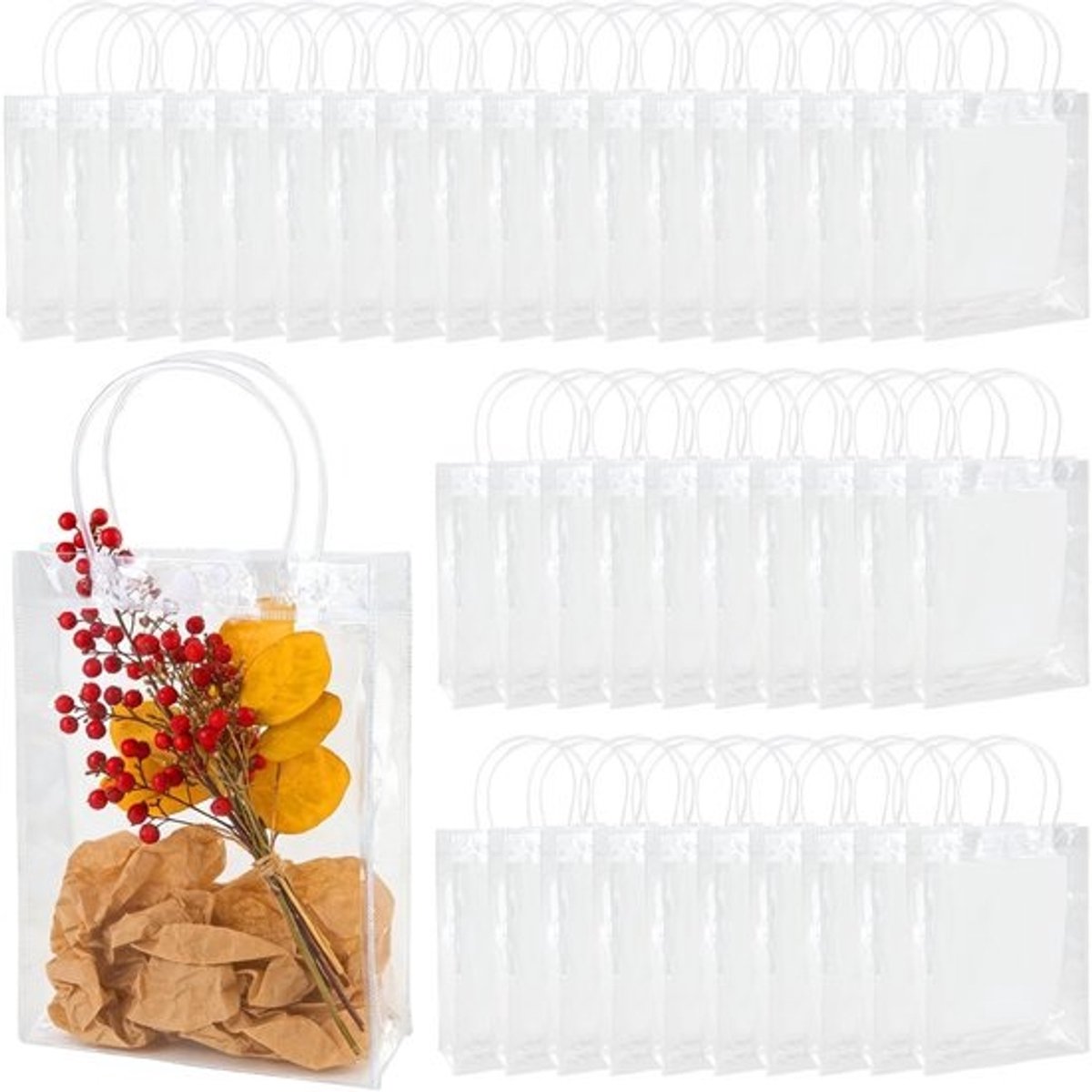 Solidchoice - 40 Transparante PVC Cadeauzakjes met Handvat