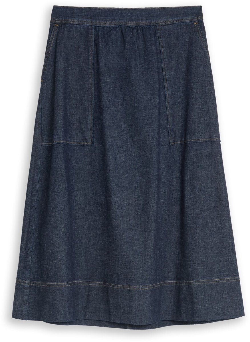 Tom Tailor - Midi-spijkerrok met zakken - Maat 38 - Blue Rinse Denim