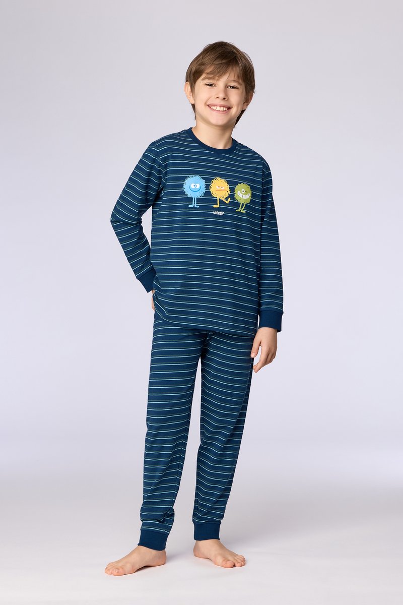Woody pyjama jongens - streep - donkerblauw - 262-10-PLC-Z/909 - maat 128