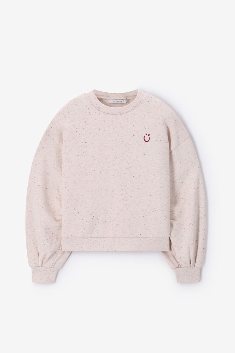 Sissy-Boy - Beige melange sweater met smiley