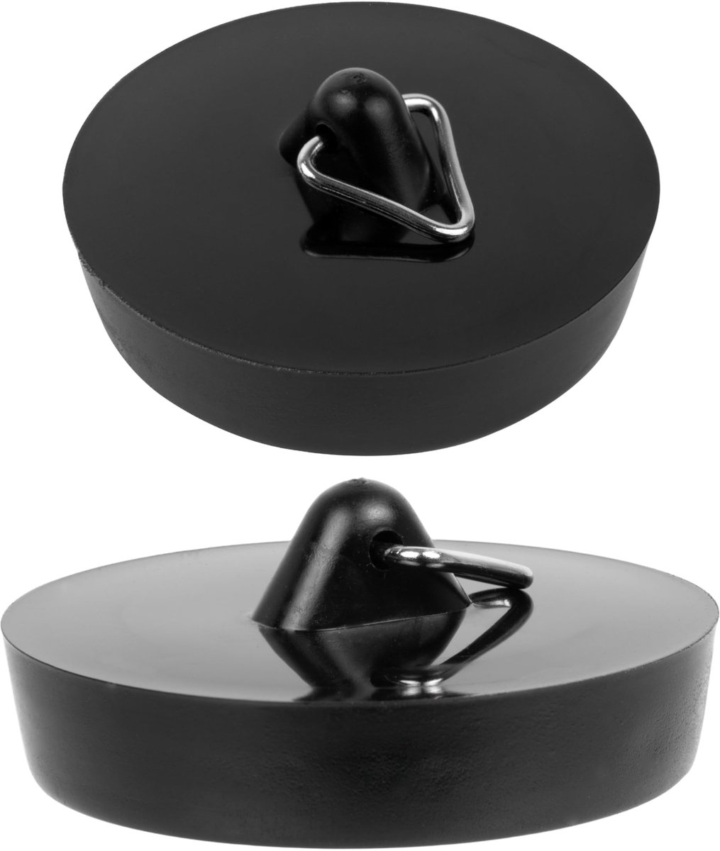 Universele stop, 2 stuks, in zwart, Ø 44 op 36 mm bovenzijde op onderzijde, rubberen afvoerplug voor 1 1/2" - ShopVlot