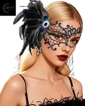 Royal Temptation – Masque de Déguisement de Luxe avec Plumes de Paon, Strass & Détails de Chaîne | Soirée à thème | Déguisements | Mascarade | Carnaval | Halloween | Gala | Taille unique | Osez vous déshabiller