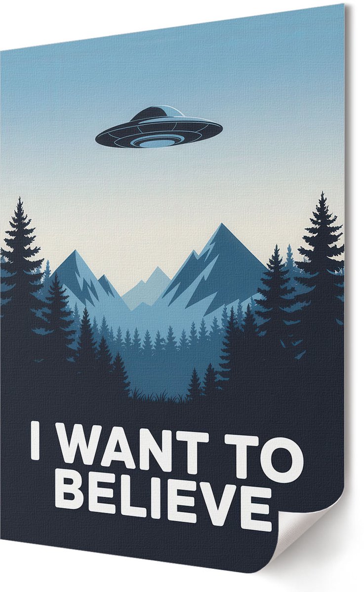 Coloray Canvas Poster Polycanvas - Ufo-Poster, Illustratie - 420 x 594 - Blauw Poster - Rechthoek - Kunstposter - Woonkamer, Slaapkamer, Kantoor - Popcultuur