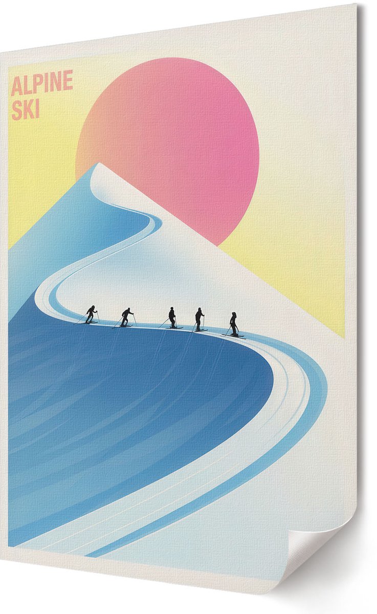 Coloray Canvas Poster Polycanvas - Bergposter, Illustratie - 420 x 594 - Blauw Poster - Rechthoek - Muurdecoratie - Woonkamer, Slaapkamer, Kantoor - Modern