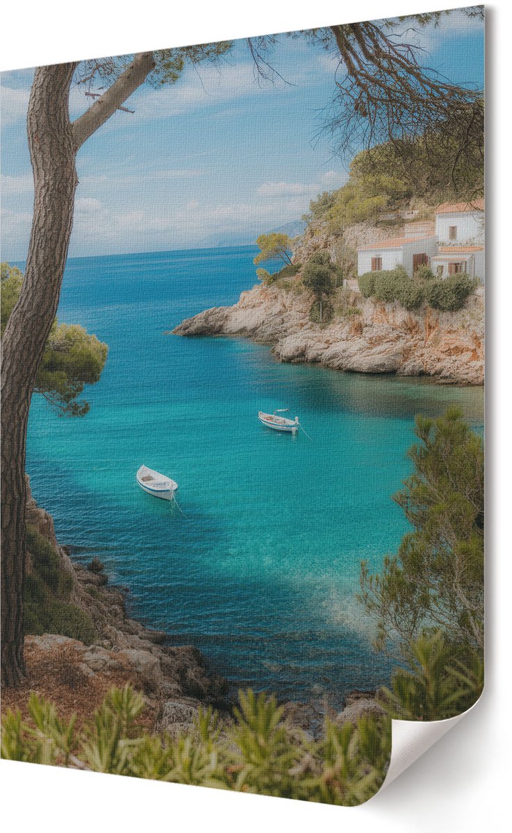 Coloray Polycanvas Poster - Een Rustige Baai, Fotografie - 420 x 594 - Blauw Illustratie - Rechthoek - Kunstposter - Woonkamer, Slaapkamer, Kantoor - Klassiek