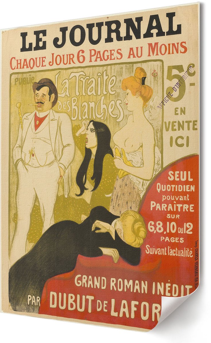 Coloray Polycanvas Wandposter - La Traite Des Blanches, Poster - 420 x 594 - Beige Wandposter - Rechthoek - Interieurdecoratie - Woonkamer, Slaapkamer, Kantoor - Vintage