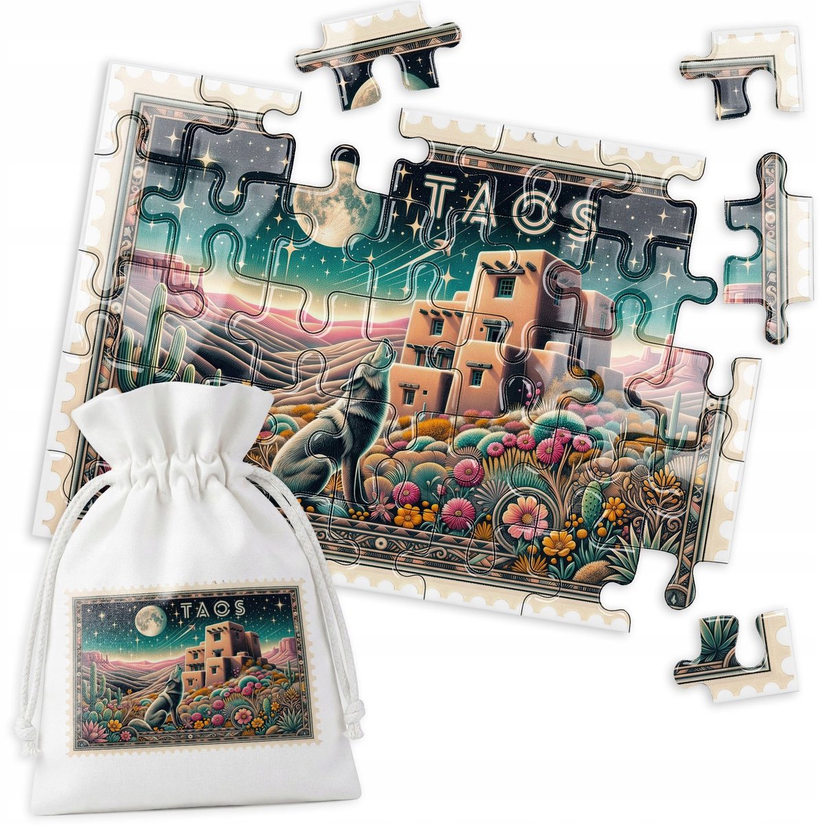 Merkloos Puzzel 35 Stukjes - Wolf Maan Nacht