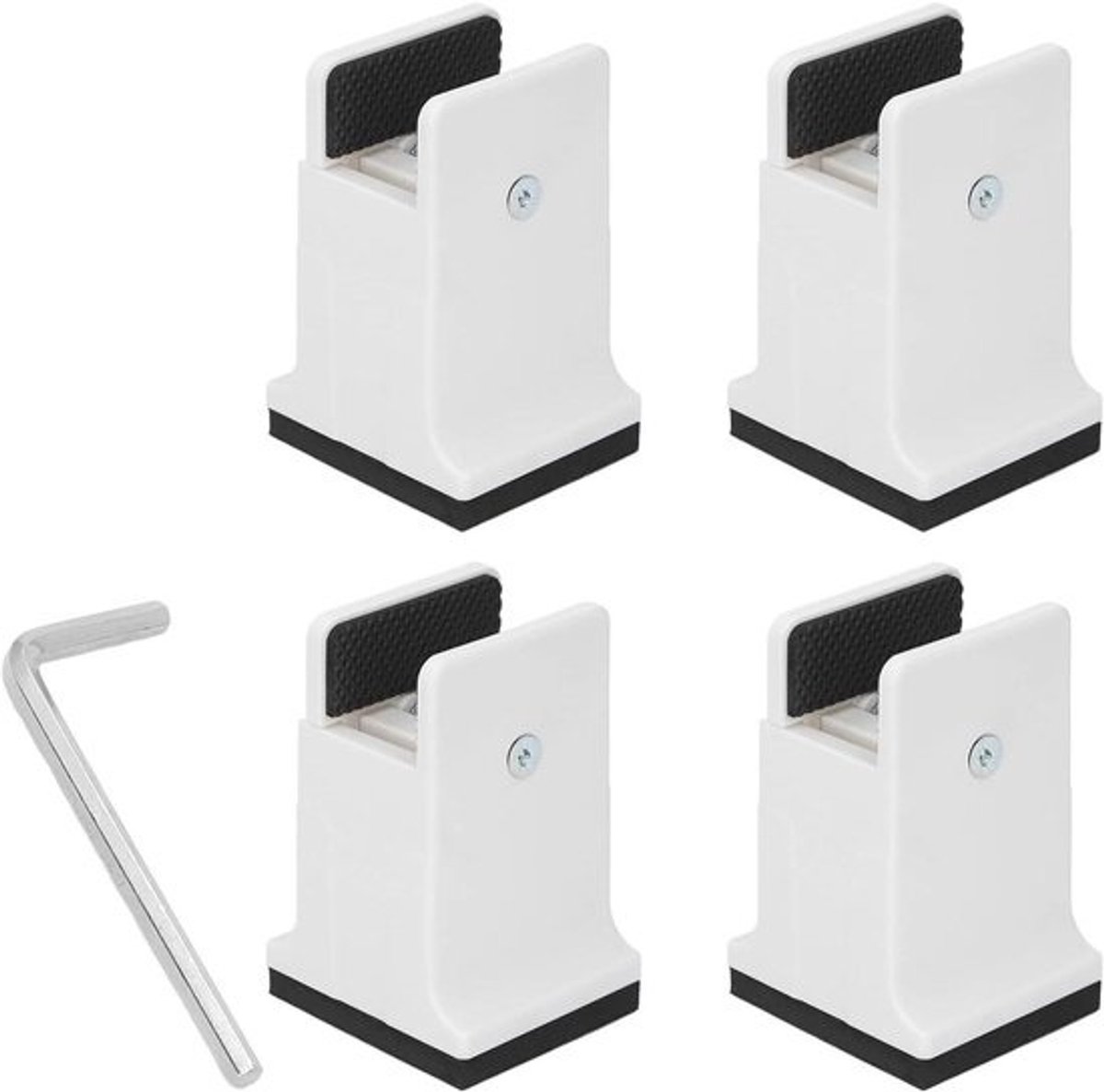 Meubelverhogers - Bedverhogers Bankverhogers - Meubels Verhogen - Verstelbare Schroefklem - 4 Stuks - Wit