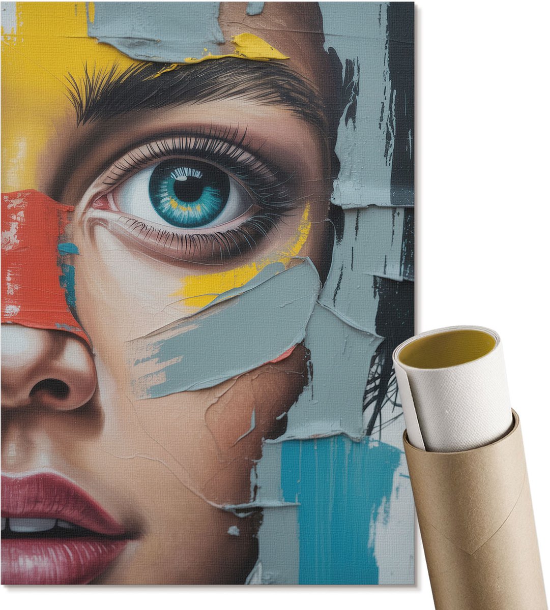 Coloray Polycanvas Wandposter - Panorama Van De Stad, Fotografie - A2 - Blauw Wanddecoratie - Rechthoek - Muurkunst - Woonkamer, Slaapkamer, Kantoor - Modern