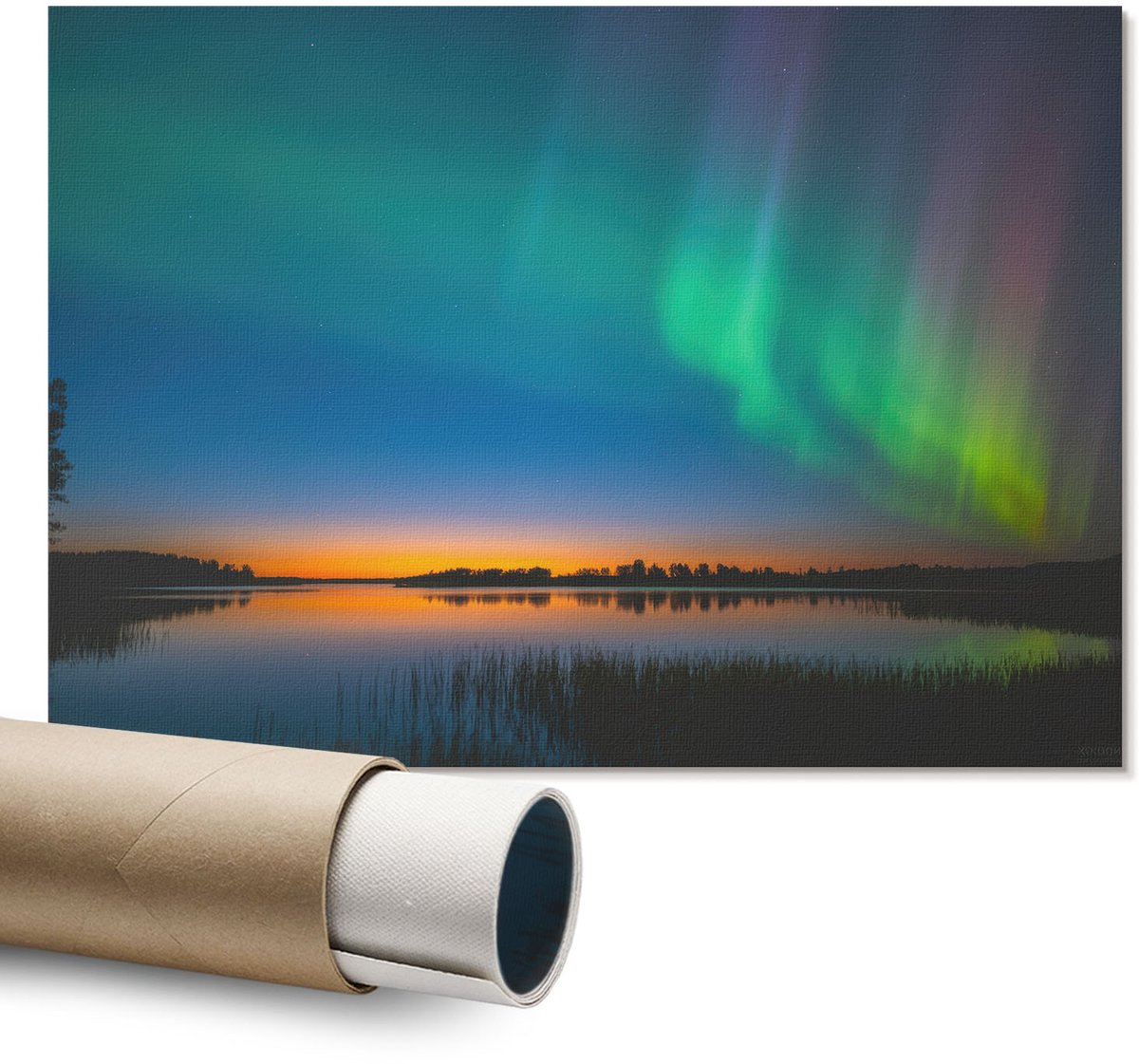 Coloray Polycanvas Wandposter - Kopenhagen 'S Nachts, Poster - A1 - Blauw Patroon - Rechthoek - Interieurdecoratie - Kantoor - Modern