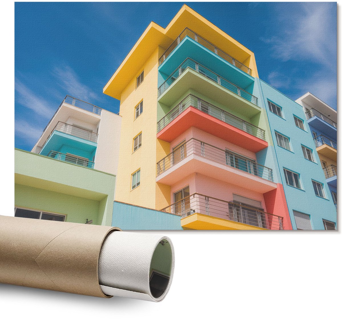 Coloray Polycanvas Wandposter - Stadslandschap, Illustratie - A1 - Groen Decoratie - Rechthoek - Interieurdecoratie - Kantoor - Klassiek