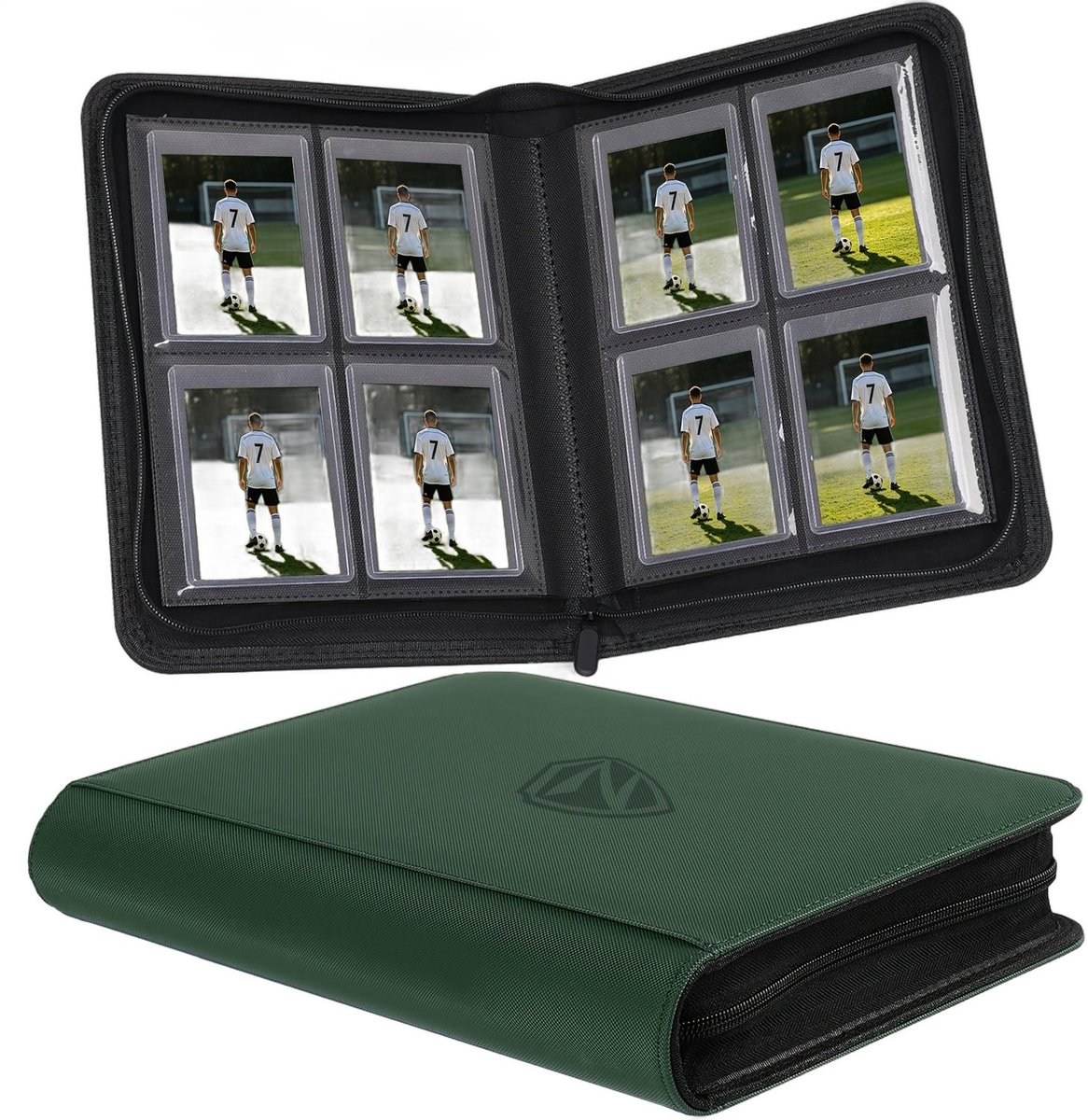 Currero Toploader Binder - Verzamelmap Kaarten - Geschikt voor Pokemon - 4 Pocket - 9 Pocket - 12 Pocket - Trading Card Map - Toploadermap - Groen - 128 Kaarten